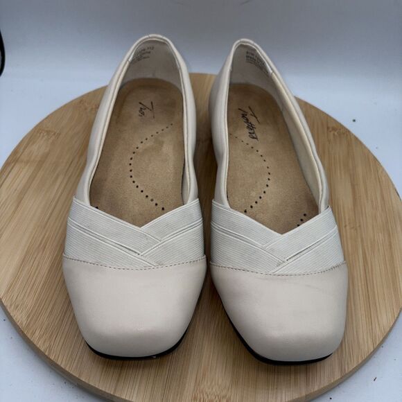 Trotters Stella Ballet Flats Women’s Ivory Slip-On Comfort Shoes 8W Square toe - Picture 6 of 11